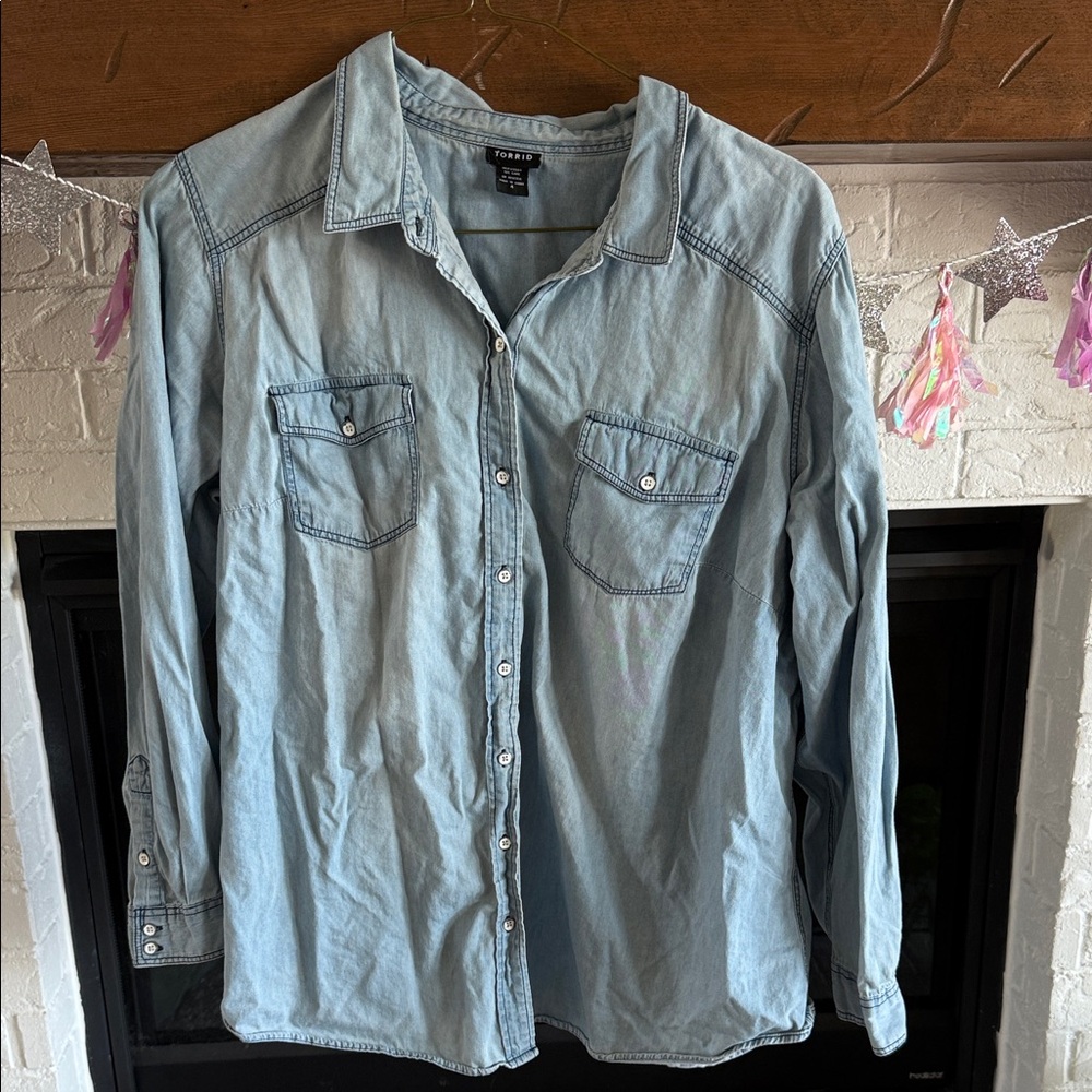 Torrid Denim Blue Button Down Shirt